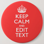 Personalisiert BEHALTEN KALM Ihren Text in Koralle Button (Vorderseite)