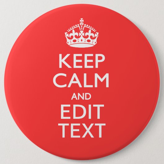 Personalisiert BEHALTEN KALM Ihren Text in Koralle Button (Vorderseite)