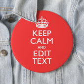 Personalisiert BEHALTEN KALM Ihren Text in Koralle Button (Beispiel)