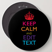 Personalisiert BEHALTEN KALM Ihren Text mehrfarbig Button (Vorne & Hinten)