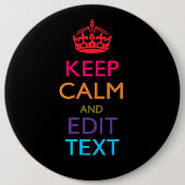 Personalisiert BEHALTEN KALM Ihren Text mehrfarbig Button (Vorderseite)