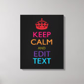 Personalisiert BEHALTEN KALM Ihren Text mehrfarbig Leinwanddruck (Vorderseite)