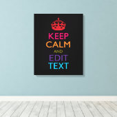 Personalisiert BEHALTEN KALM Ihren Text mehrfarbig Leinwanddruck (Insitu (Holzboden))
