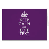 Personalisiert BEHALTEN KALM Ihres Textes auf Lila (Vorderseite (Horizontal))