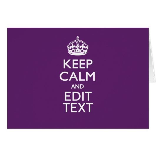 Personalisiert BEHALTEN KALM Ihres Textes auf Lila (Vorderseite (Horizontal))