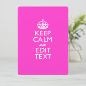 Personalisiert BEHALTEN KALM UND Text auf Pink bea (Stehend Vorderseite)