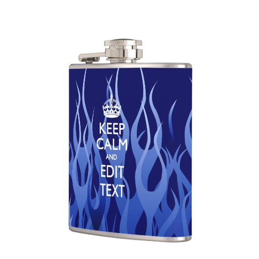 Personalisiert Behalten Ruhe auf Blauen Flammen Flachmann (Links)