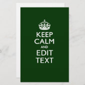 Personalisiert Behalten Ruhe und den Text auf Grün Briefpapier (Vorne/Hinten)