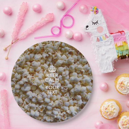 Personalisiert Behalten Ruhe und Text-Popcorn Pappteller (Party)