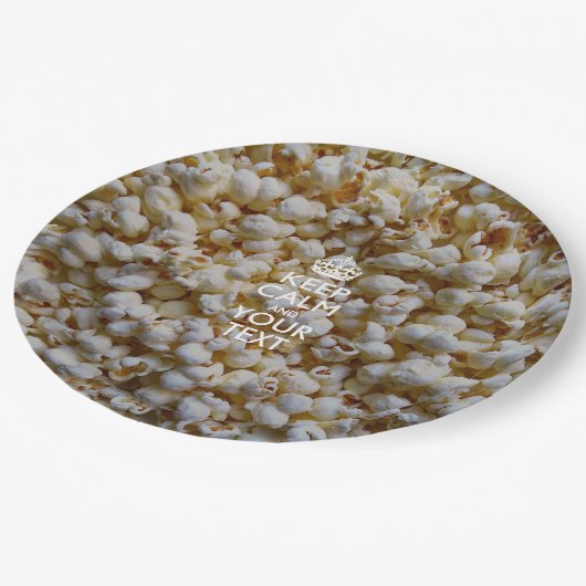 Personalisiert Behalten Ruhe und Text-Popcorn Pappteller (Schrägansicht)