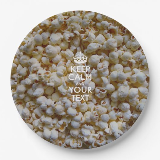 Personalisiert Behalten Ruhe und Text-Popcorn Pappteller (Vorderseite)