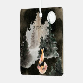 Personalisiert bei Ruhe ~ Fuchs und Vollmond-Wald Ornament Aus Metall (Vorderseite links)