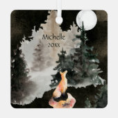 Personalisiert bei Ruhe ~ Fuchs und Vollmond-Wald Ornament Aus Metall (Rückseite)