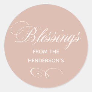 Personalisiert Beige Blush Segen Runder Aufkleber