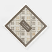 Personalisiert Beige & Brown Napkins Chic Geometri Serviette (Ecke)