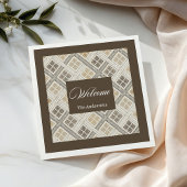 Personalisiert Beige & Brown Napkins Chic Geometri Serviette