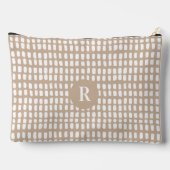 Personalisiert Beige Einfaches Abstraktes Linienmu Zubehörtasche (Rückseite)