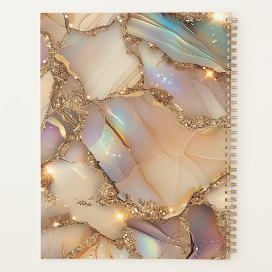 Personalisiert Beige Holographic Alcohol Ink Daily Planer (Rückseite)