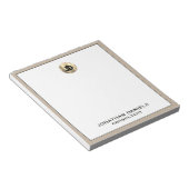 Personalisiert Beige-Linen-Monogramm Notizblock (angewinkelt)