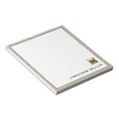 Personalisiert Beige-Linen-Monogramm Notizblock (angewinkelt)
