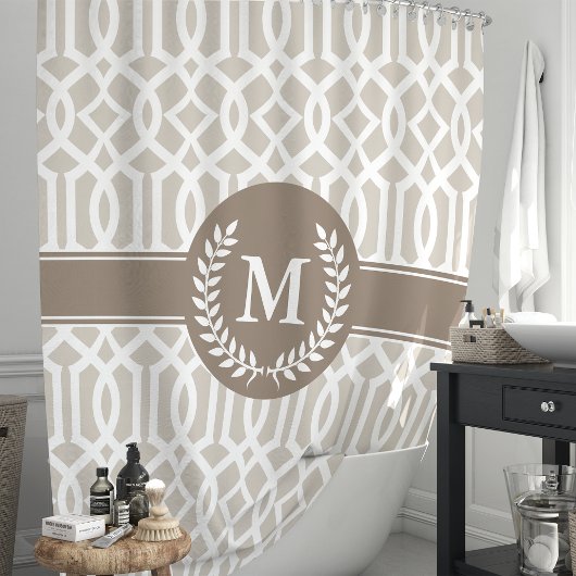 Personalisiert Beige marokkanisches Quatrefolie Duschvorhang