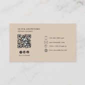 : Personalisiert Beige Monogram Visitenkarte (Rückseite)