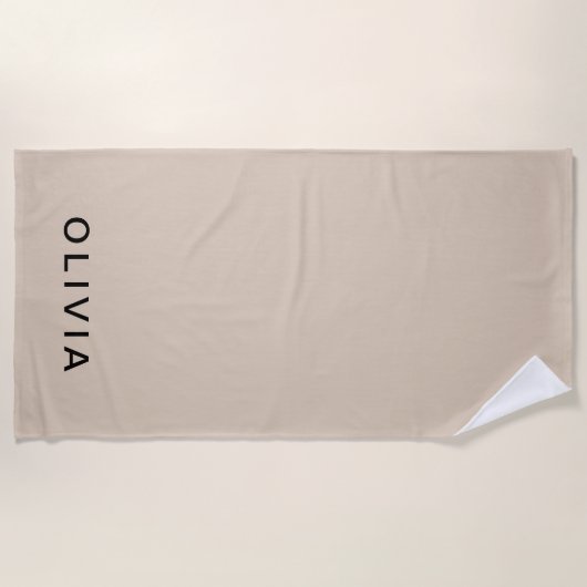Personalisiert-Beige-Monogramm Strandtuch (Vorderseite)