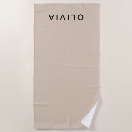Personalisiert-Beige-Monogramm Strandtuch (Vorderseite)