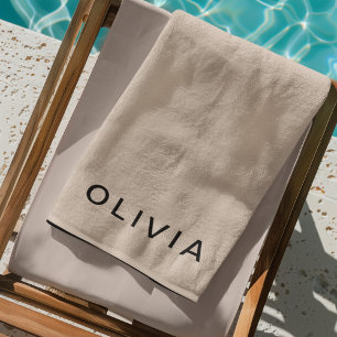 Personalisiert-Beige-Monogramm Strandtuch