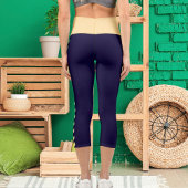 Personalisiert Beige Navy Blue Pet Cat Name Text S Capri Leggings