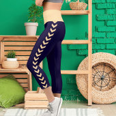 Personalisiert Beige Navy Blue Pet Cat Name Text S Capri Leggings