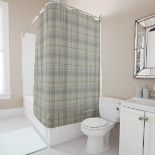 Personalisiert-beige-Preppy-kariert-Tartan Duschvorhang