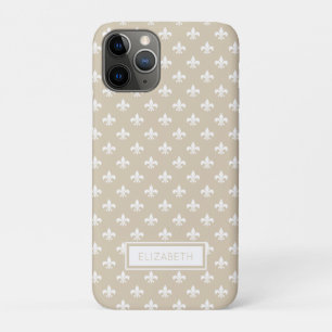 Personalisiert Beige Weiße Lilie Muster Case-Mate iPhone Hülle