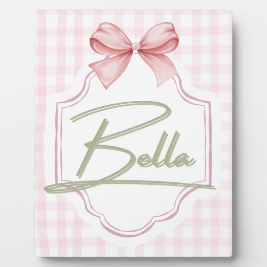 Personalisiert Bella Baby Girl Kinderzimmer Bow&Gi Fotoplatte (Vorderseite)