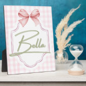 Personalisiert Bella Baby Girl Kinderzimmer Bow&Gi Fotoplatte (Seite)