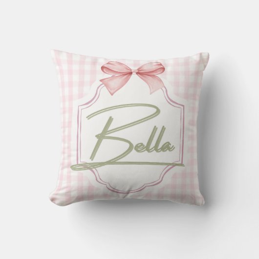Personalisiert Bella Baby Girl Kinderzimmer Bow&Gi Kissen (Vorderseite)