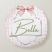 Personalisiert Bella Baby Girl Kinderzimmer Bow&Gi Rundes Kissen (Vorderseite)