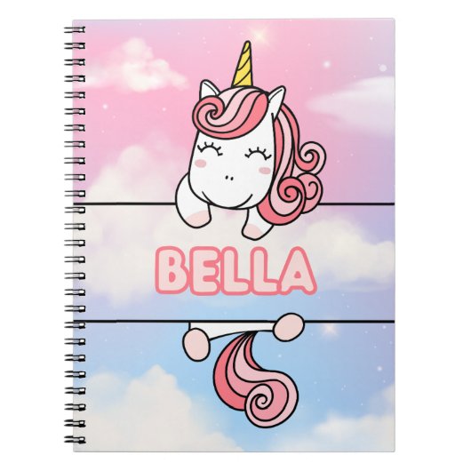 Personalisiert Bella Unicorn Girlie Notebook Notizblock (Vorderseite)