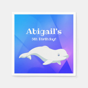 Personalisiert Beluga Whale Blue Ocean Geburtstag Serviette