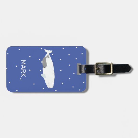 Personalisiert Beluga Whale Kindergeburtstag Party Gepäckanhänger (Vorderseite horizontal)