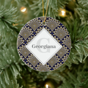Personalisiert beobachten wir Sie beim Navy & Gold Keramik Ornament