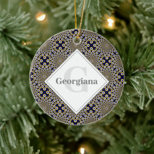 Personalisiert beobachten wir Sie mit Navy & Gold Keramik Ornament
