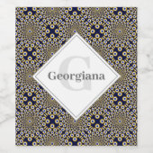 Personalisiert beobachten wir Sie mit Navy & Gold  Weinetikett (Einzelnes Label)