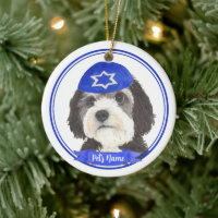 Personalisiert Bernedoodle Hanukkah Yarmulke Blue