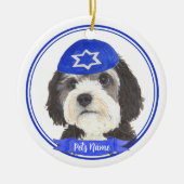 Personalisiert Bernedoodle Hanukkah Yarmulke Blue Keramik Ornament (Vorne)