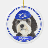 Personalisiert Bernedoodle Hanukkah Yarmulke Blue Keramik Ornament (Hinten)