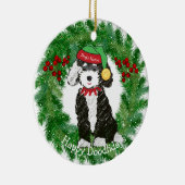 Personalisiert Bernedoodle Weihnachtself Keramik Ornament (Rechts)