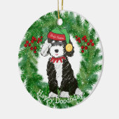 Personalisiert Bernedoodle Weihnachtself Keramik Ornament (Links)