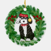 Personalisiert Bernedoodle Weihnachtself Keramik Ornament (Hinten)