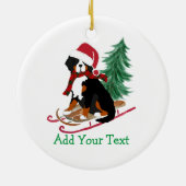 Personalisiert Bernese Mt Dog Christmas Sled Keramik Ornament (Hinten)